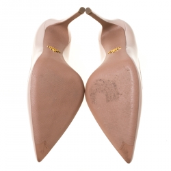 Pre Owned Prada Beige Patent Leather Pointed Toe Pumps Size 40