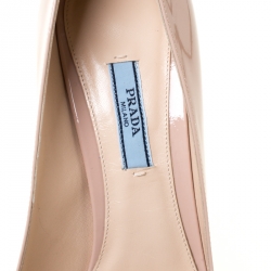 Pre Owned Prada Beige Patent Leather Pointed Toe Pumps Size 40
