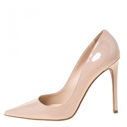 Pre Owned Prada Beige Patent Leather Pointed Toe Pumps Size 40