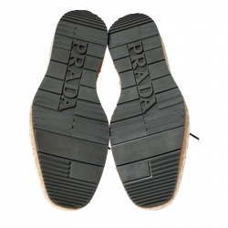 Pre Owned Prada Brown Brogue Leather Oxford Espadrille Sneakers Size 36.5