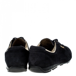 Pre Owned Prada Blue Suede Lace Up Sneakers Size 36