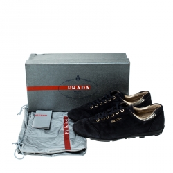 Pre Owned Prada Blue Suede Lace Up Sneakers Size 36
