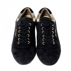 Pre Owned Prada Blue Suede Lace Up Sneakers Size 36