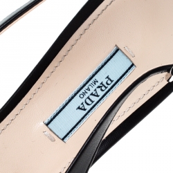 Pre Owned Prada Red/Black Leather Bow Detail Pointed Toe Slingback Sandals Size 39.5