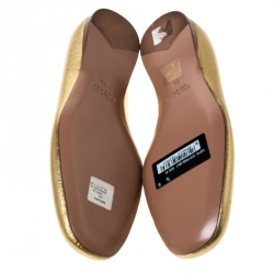 Pre Owned Prada Metallic Gold Saffiano Leather Smoking Slippers Size 36