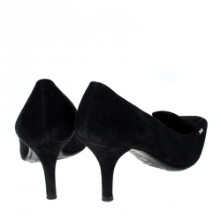 Pre Owned Prada Black Suede Leather Pointed Toe Pumps Size 37