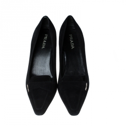 Pre Owned Prada Black Suede Leather Pointed Toe Pumps Size 37