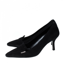 Pre Owned Prada Black Suede Leather Pointed Toe Pumps Size 37