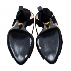 Pre Owned Prada Black Suede Cross Strap Slingback Sandals Size 39