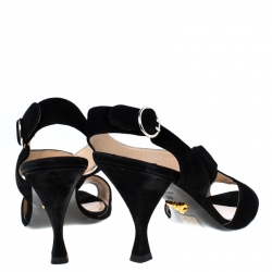 Pre Owned Prada Black Suede Cross Strap Slingback Sandals Size 39