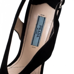 Pre Owned Prada Black Suede Cross Strap Slingback Sandals Size 39