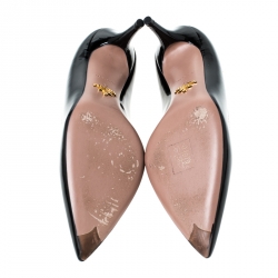 Pre Owned Prada Black Patent Leather Pointed Toe Pumps Size 37