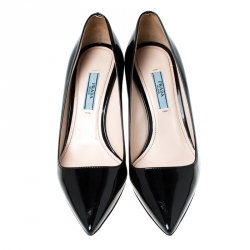 Pre Owned Prada Black Patent Leather Pointed Toe Pumps Size 37