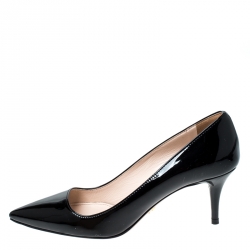 Pre Owned Prada Black Patent Leather Pointed Toe Pumps Size 37