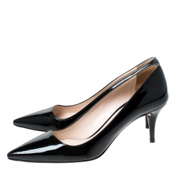 Pre Owned Prada Black Patent Leather Pointed Toe Pumps Size 37