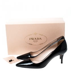 Pre Owned Prada Black Patent Leather Pointed Toe Pumps Size 37