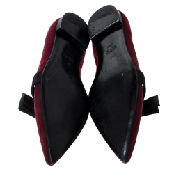 Pre Owned Prada Burgundy Suede Bow Pointed Toe Loafers Size 39.5