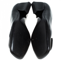 Prada Black Patent Leather Square Toe Block Heel Pumps Size 38