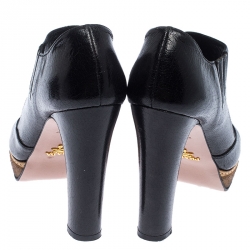 Prada Black Cut Out Leather Elastic Platform Sandals Size 38