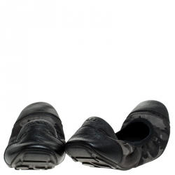 Pre Owned Prada Sport Black Camouflage Nylon and Leather Ballet Flats Size 38