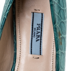 Pre Owned Prada Turquoise/Green Crocodile Leather Ballet Flats Size 36