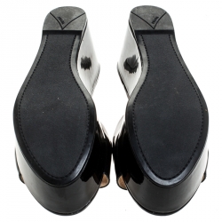 Pre Owned Prada Black Patent Leather Open Toe Platform Sandals Size 39.5