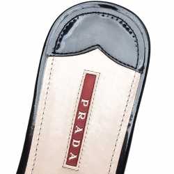 Pre Owned Prada Black Patent Leather Open Toe Platform Sandals Size 39.5