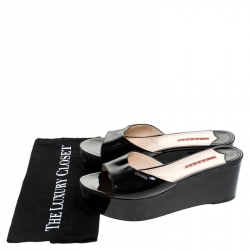 Pre Owned Prada Black Patent Leather Open Toe Platform Sandals Size 39.5