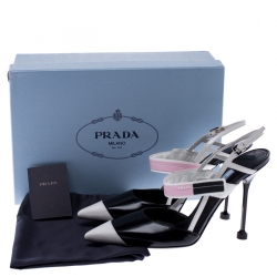 Pre Owned Prada Multicolor Leather Pointed Toe Slingback Sandals Size 38.5