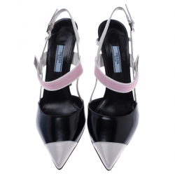 Pre Owned Prada Multicolor Leather Pointed Toe Slingback Sandals Size 38.5
