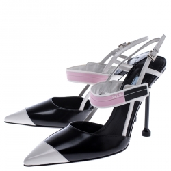 Pre Owned Prada Multicolor Leather Pointed Toe Slingback Sandals Size 38.5