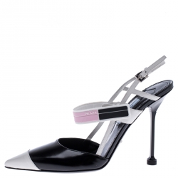 Pre Owned Prada Multicolor Leather Pointed Toe Slingback Sandals Size 38.5