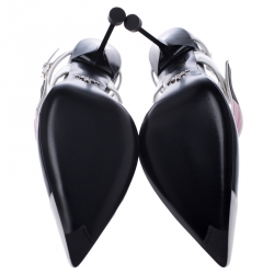 Pre Owned Prada Multicolor Leather Pointed Toe Slingback Sandals Size 38.5