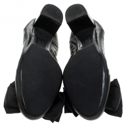 Pre Owned Prada Black Leather Bow Scrunch Pumps Size 36