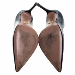 Prada Blue Patent Saffiano Leather Pointed Toe Pumps Size 38