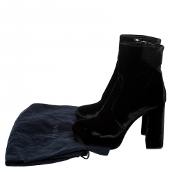 Pre Owned Prada Black Velvet Zip Platform Ankle Boots Size 41