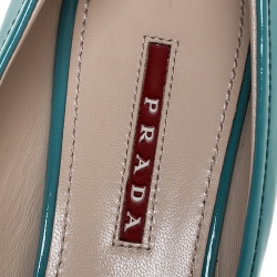 Pre Owned Prada Two Tone Patent Leather Cap Toe Block Heel Pumps Size 39.5