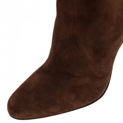 Pre Owned Prada Brown Suede Knee High Boots Size 27