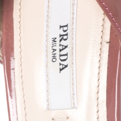 Pre Owned Prada Beige-Pink Patent Leather Pointed Toe Bow D'orsay Pumps Size 38