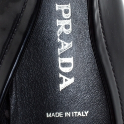 Pre Owned Prada Black Patent Leather Slip On Loafers Size 37