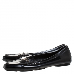 Pre Owned Prada Black Patent Leather Slip On Loafers Size 37