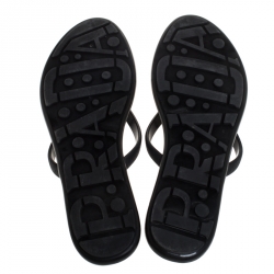 Pre Owned Prada Black Rubber Thong Flats Size 40