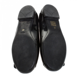 Pre Owned Prada Black Patent Leather Metal Buckle Ballet Flats Size 40