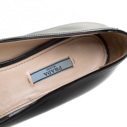 Pre Owned Prada Black Patent Leather Metal Buckle Ballet Flats Size 40