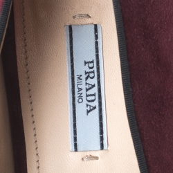 Pre Owned Prada Burgundy Suede Bow Pointed Toe Loafers Size 40