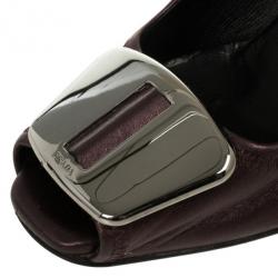 مملوكة مسبقًا Prada Sport Purple Metallic Open Toe Pumps Size 37.5