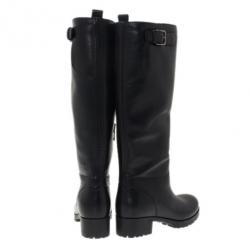 مملوكة مسبقًا حذاء بوت برادا سبورت جلد أسود بسحاب جانبي مقاس 36