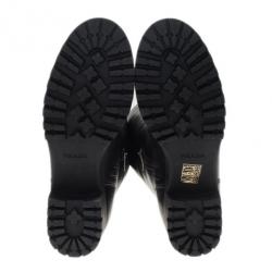 مملوكة مسبقًا حذاء بوت برادا سبورت جلد أسود بسحاب جانبي مقاس 36