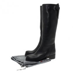 مملوكة مسبقًا حذاء بوت برادا سبورت جلد أسود بسحاب جانبي مقاس 36