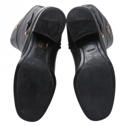 Pre Owned Prada Black Leather Mid Calf Boots Size 38.5